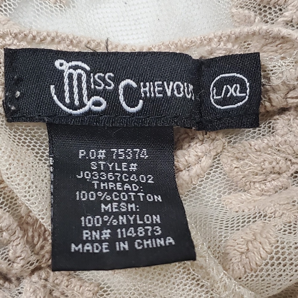 Miss Chevious Womens Open Front Lace Kimono Top Size L/XL Beige Y2K Flare Sleeve - Picture 4 of 9